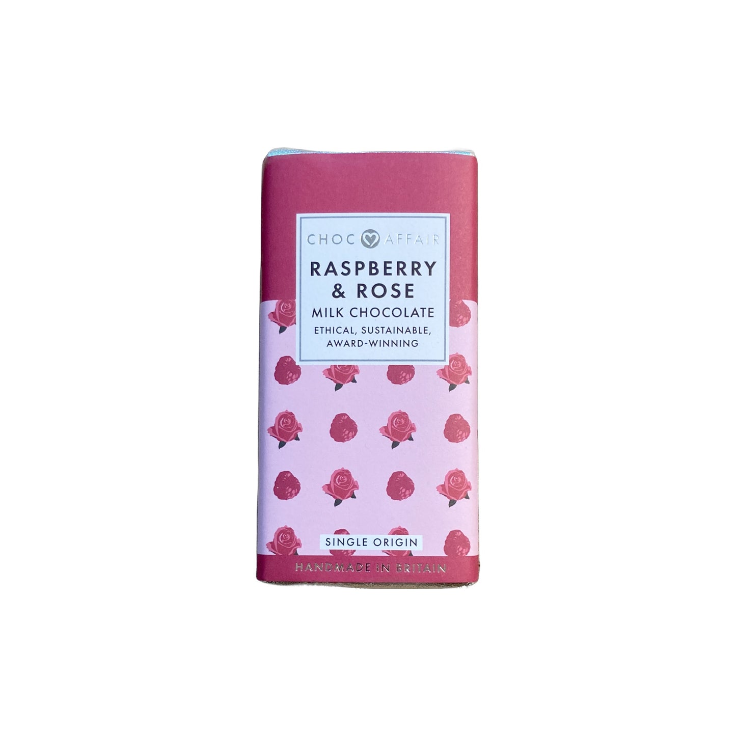 Choc Affair Raspberry and Rose Milk Chocolate 90g
