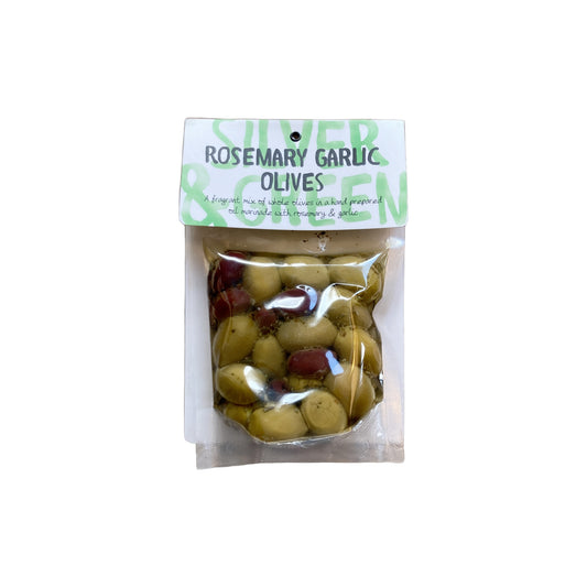 Silver & Green Rosemary Garlic Olives 220g