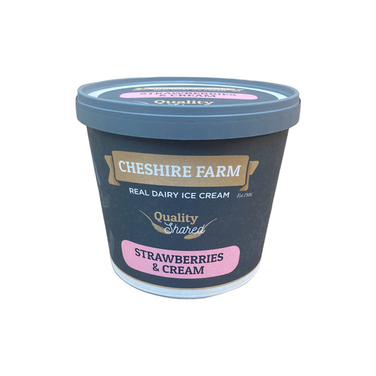 Cheshire Farm Real Dairy Strawberrys and Cream Ice Cream 1 Litre Tub